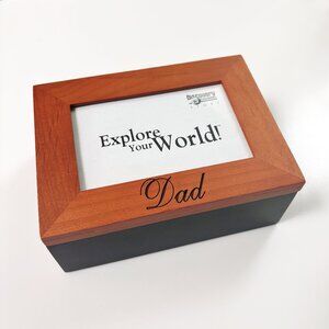 Wooden Dad Trinket Box Picture Frame Discovery Channel Store Fathers Day Gift